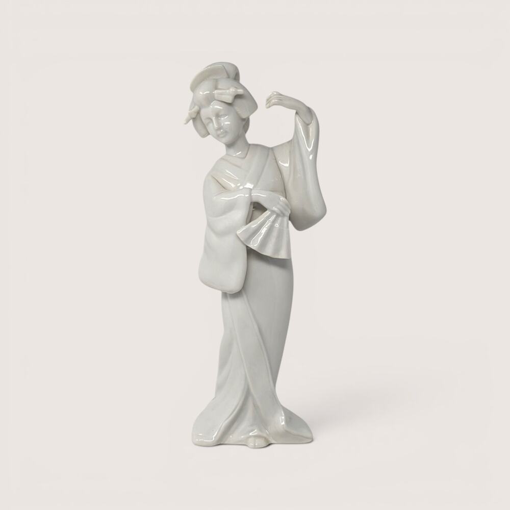 Vintage White Porcelain Geisha Figurine